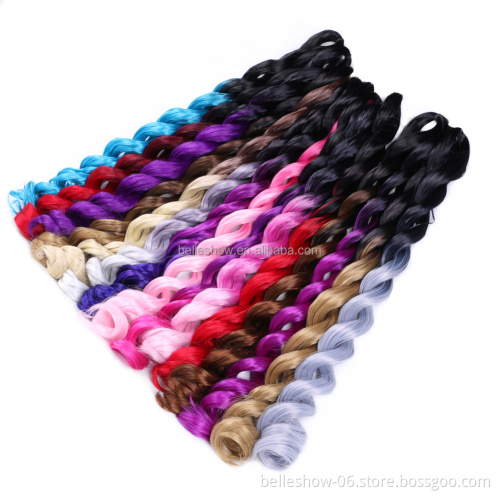 Hot sell  20inch 100g wholesale crochet braid fiber jumbo braids deep wave hair ombre synthetic braiding hair extensions